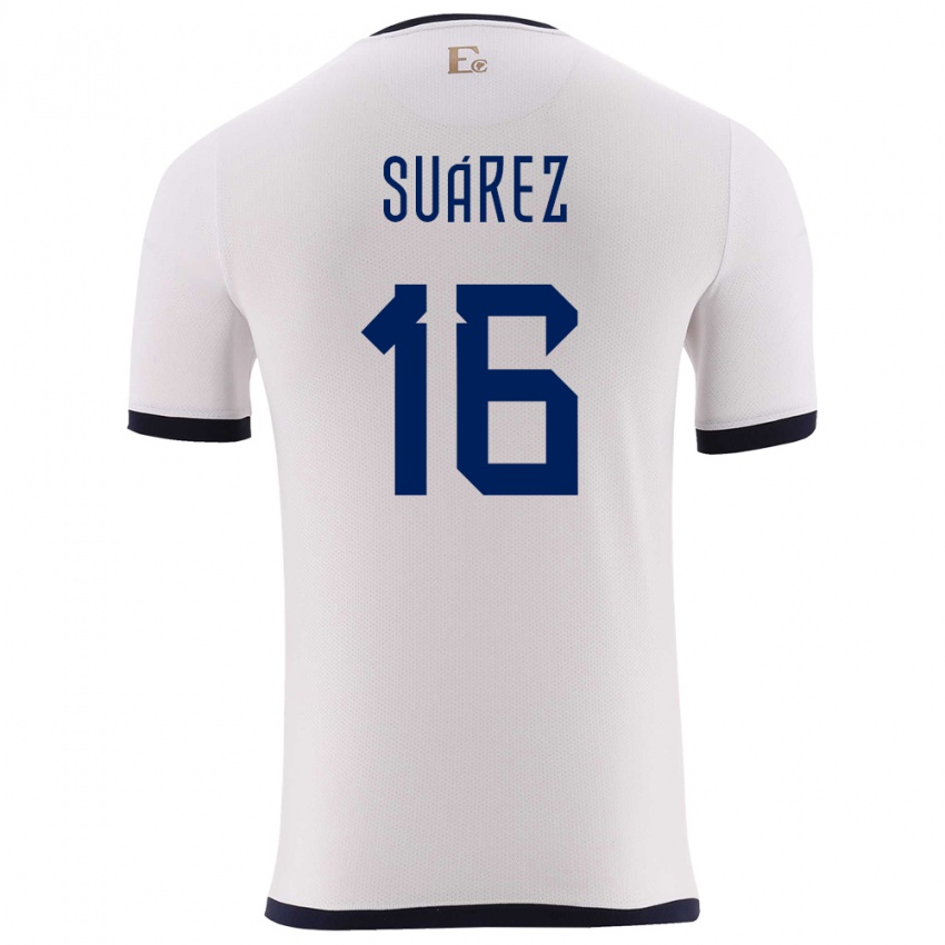 Dámské Ekvádor Ariel Suarez #16 Bílý Daleko Hráčské Dresy 24-26 Dres
