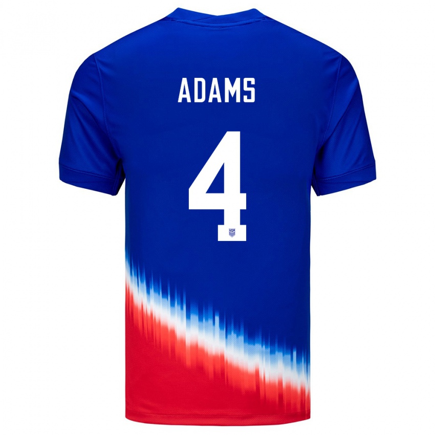 Dámské Spojené Státy Americké Tyler Adams #4 Modrý Daleko Hráčské Dresy 24-26 Dres