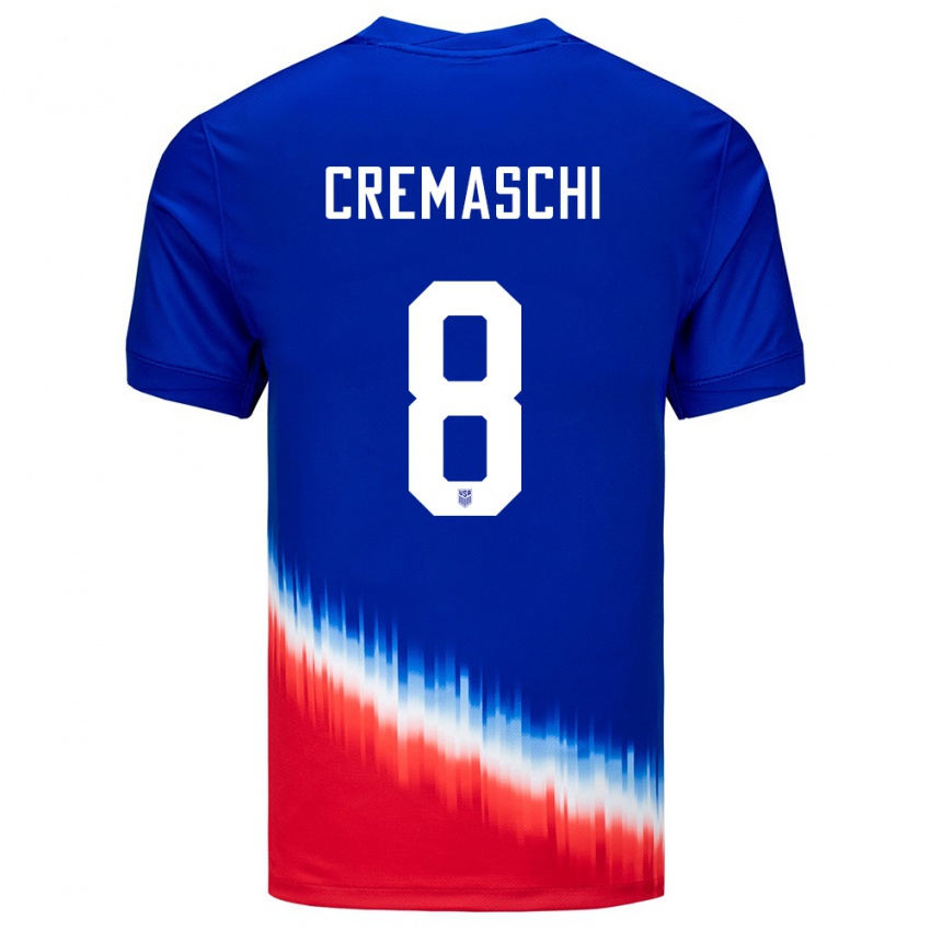 Dámské Spojené Státy Americké Benjamin Cremaschi #8 Modrý Daleko Hráčské Dresy 24-26 Dres