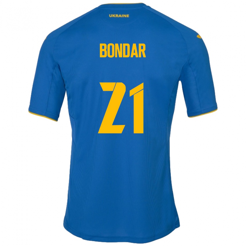 Dámské Ukrajina Valeriy Bondar #21 Modrý Daleko Hráčské Dresy 24-26 Dres