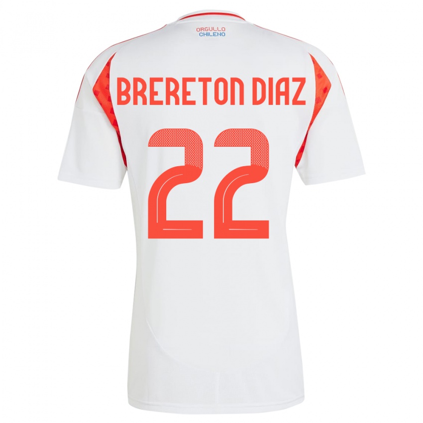 Dámské Chile Ben Brereton Díaz #22 Bílý Daleko Hráčské Dresy 24-26 Dres