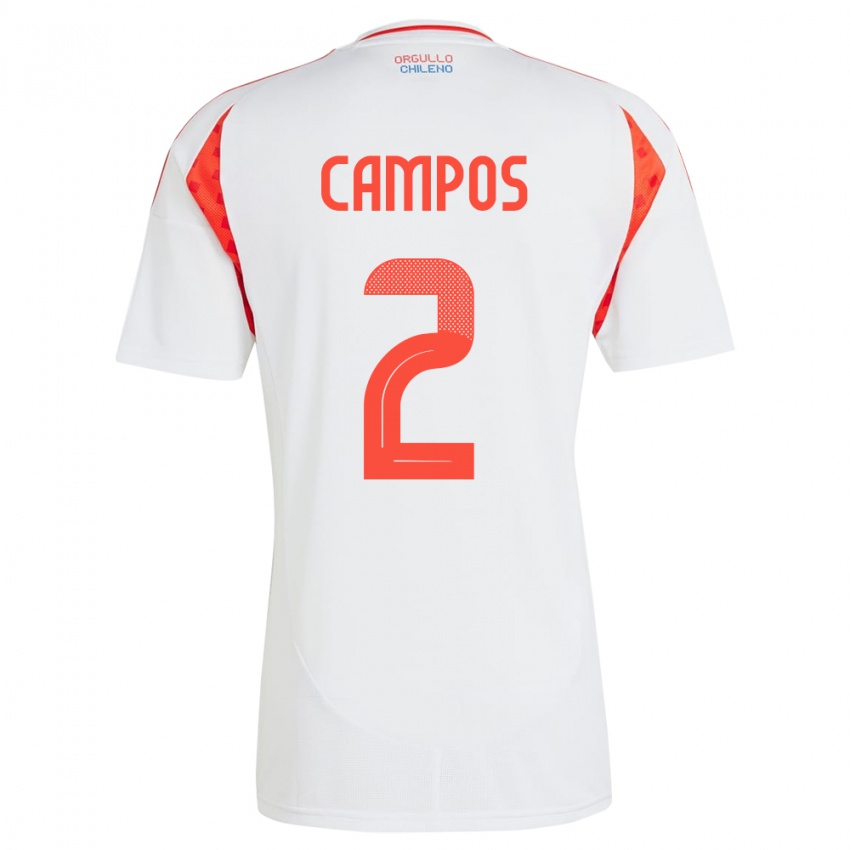 Dámské Chile Víctor Campos #2 Bílý Daleko Hráčské Dresy 24-26 Dres