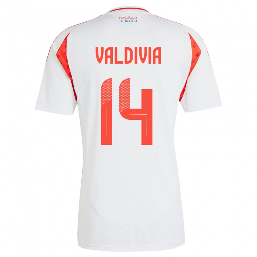 Dámské Chile Felipe Valdivia #14 Bílý Daleko Hráčské Dresy 24-26 Dres