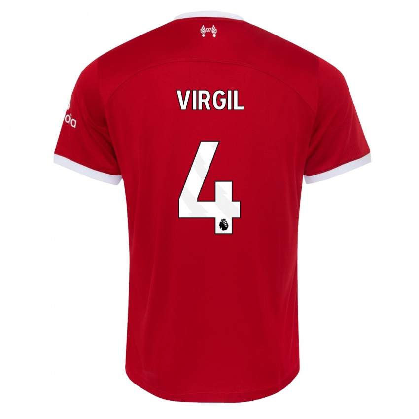 Dětské Virgil Van Dijk #4 Červené Domů Hráčské Dresy 2023/24 Dres