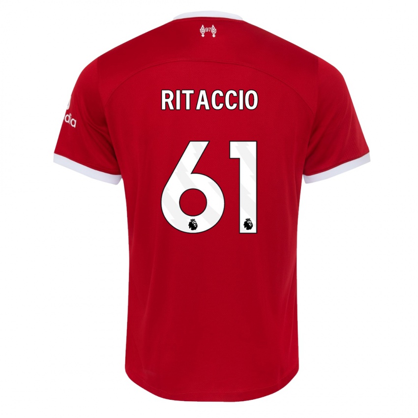 Dětské Matteo Ritaccio #61 Červené Domů Hráčské Dresy 2023/24 Dres