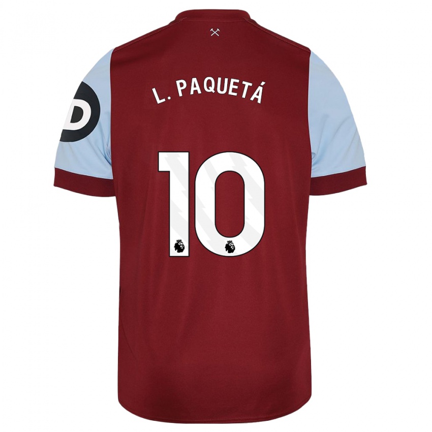 Dětské Lucas Paqueta #10 Maroon Domů Hráčské Dresy 2023/24 Dres