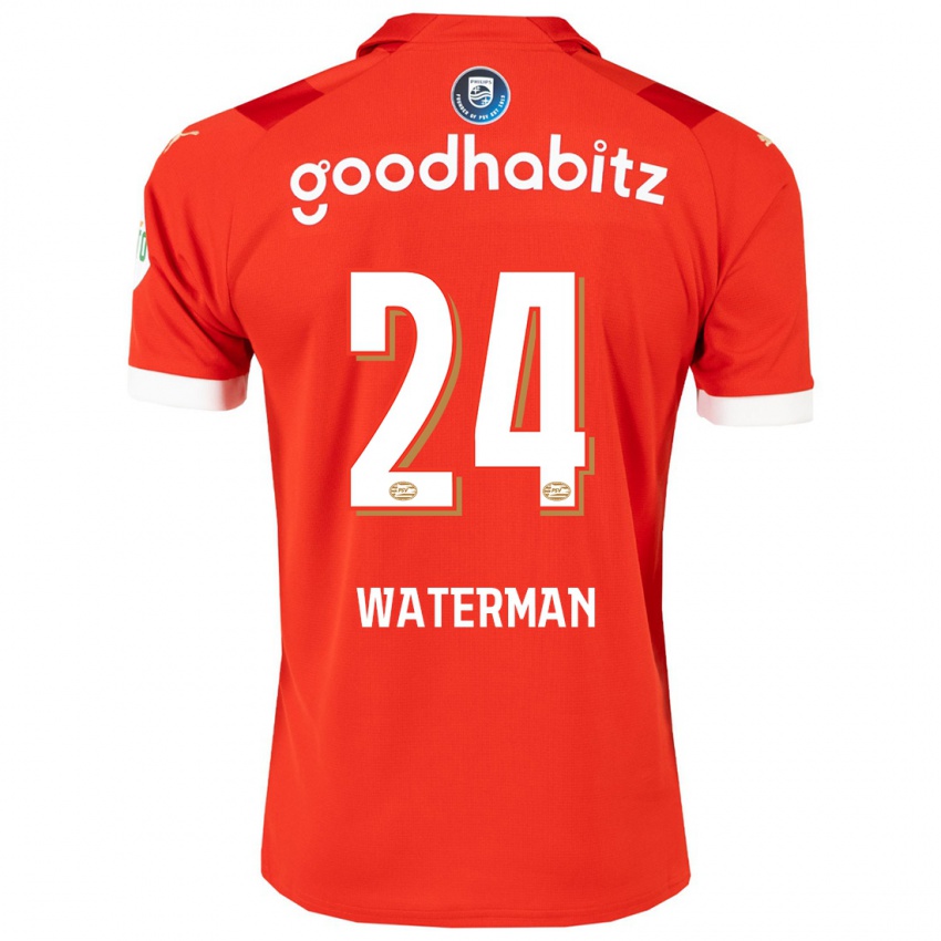 Dětské Boy Waterman #24 Červené Domů Hráčské Dresy 2023/24 Dres