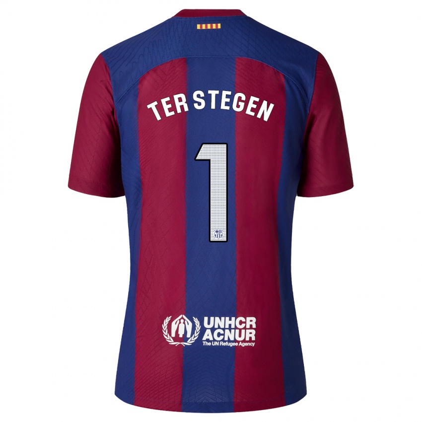 Dětské Marc-Andre Ter Stegen #1 Červená Modrá Domů Hráčské Dresy 2023/24 Dres