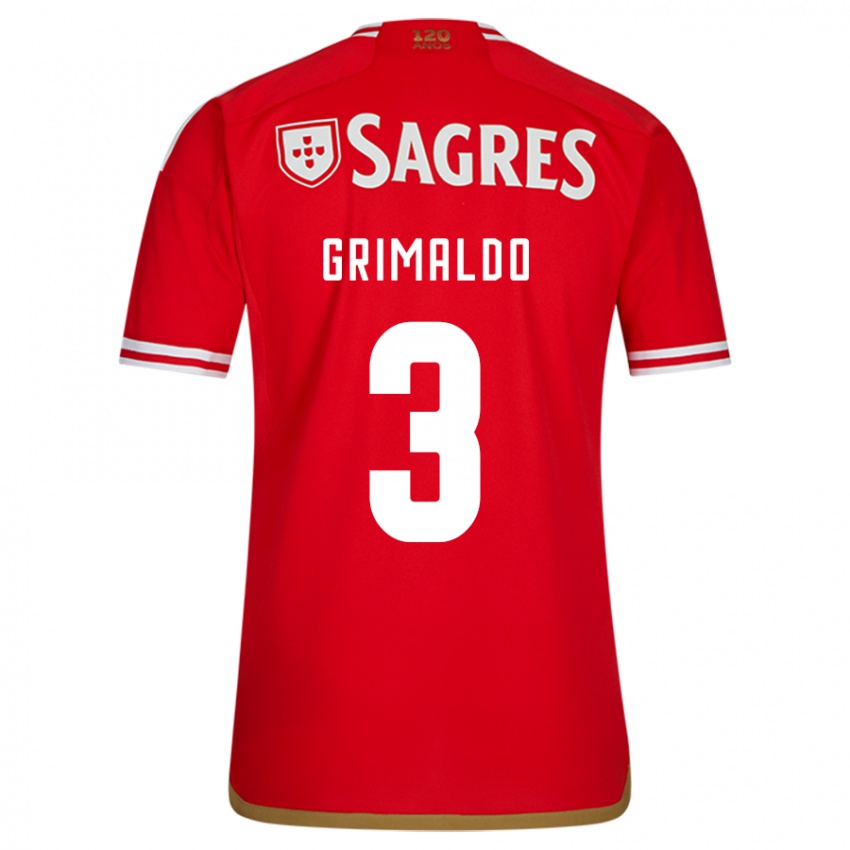 Dětské Alejandro Grimaldo #3 Červené Domů Hráčské Dresy 2023/24 Dres