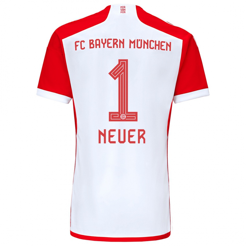 Dětské Manuel Neuer #1 Červená Bílá Domů Hráčské Dresy 2023/24 Dres