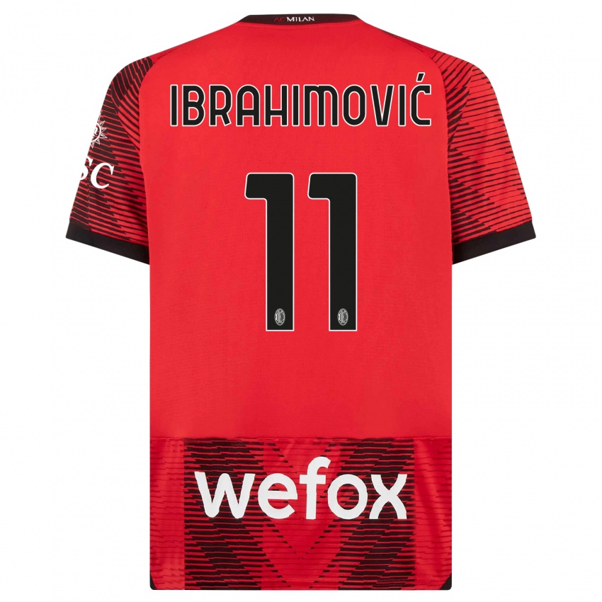Dětské Zlatan Ibrahimovic #11 Červená Černá Domů Hráčské Dresy 2023/24 Dres