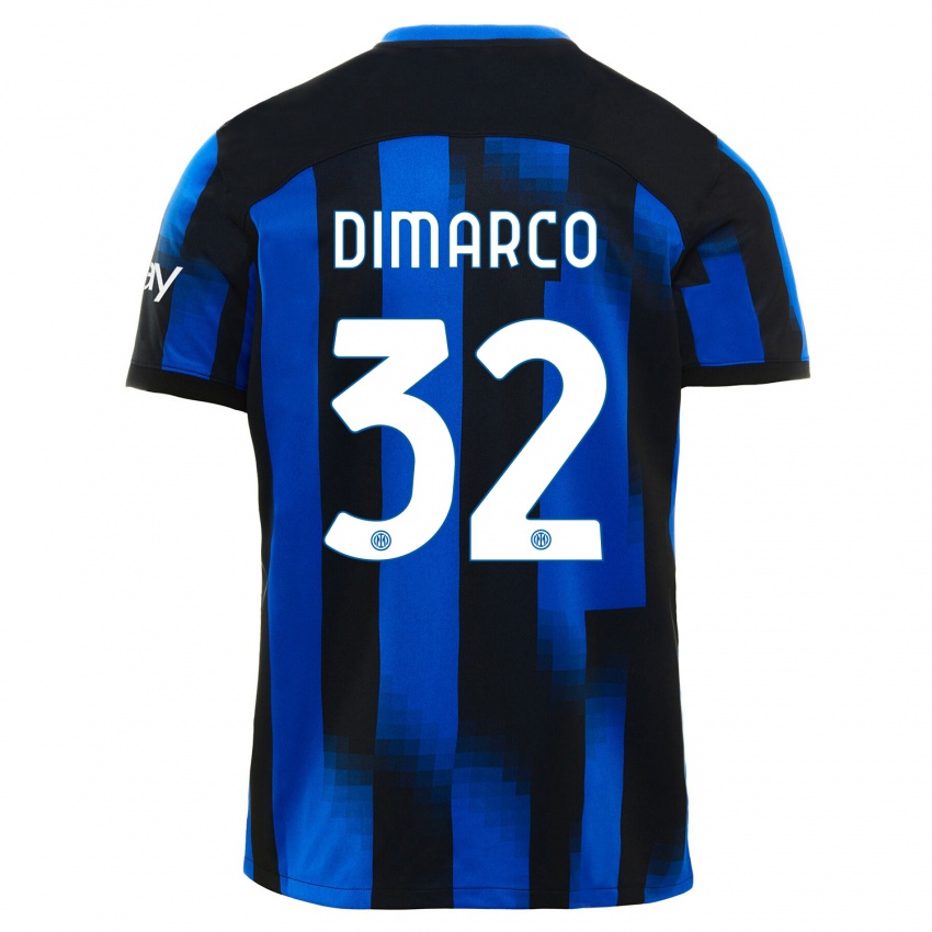 Dětské Federico Dimarco #32 Černá Modrá Domů Hráčské Dresy 2023/24 Dres