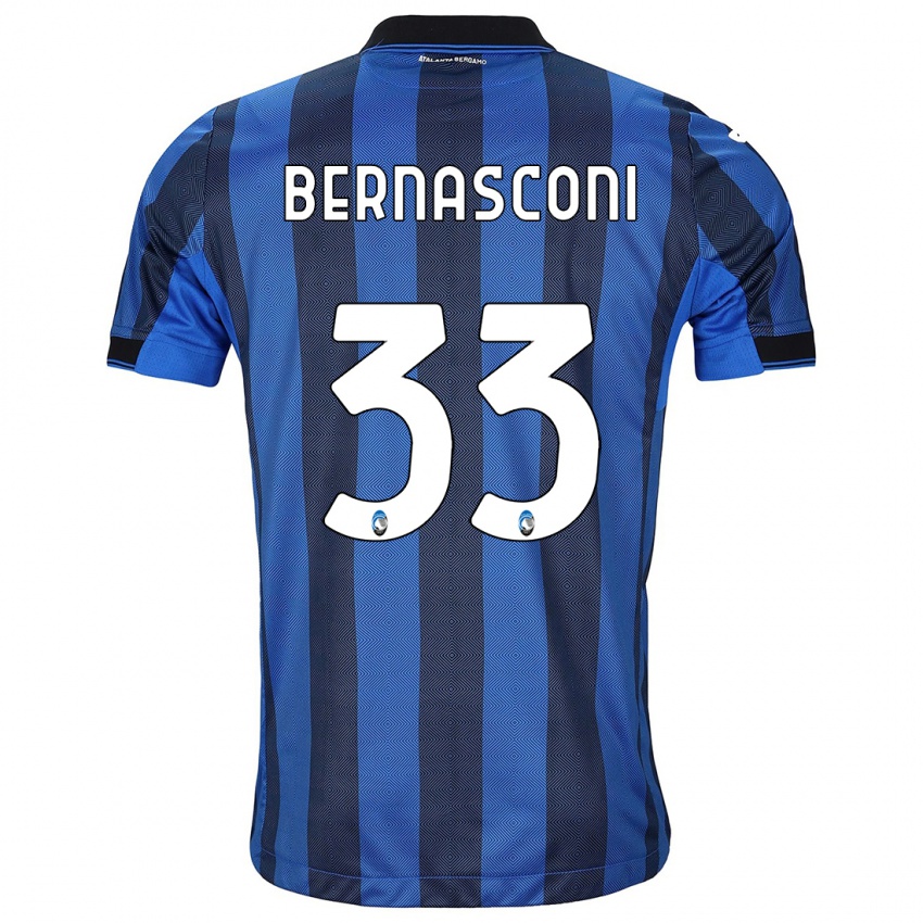 Dětské Lorenzo Bernasconi #33 Černá Modrá Domů Hráčské Dresy 2023/24 Dres