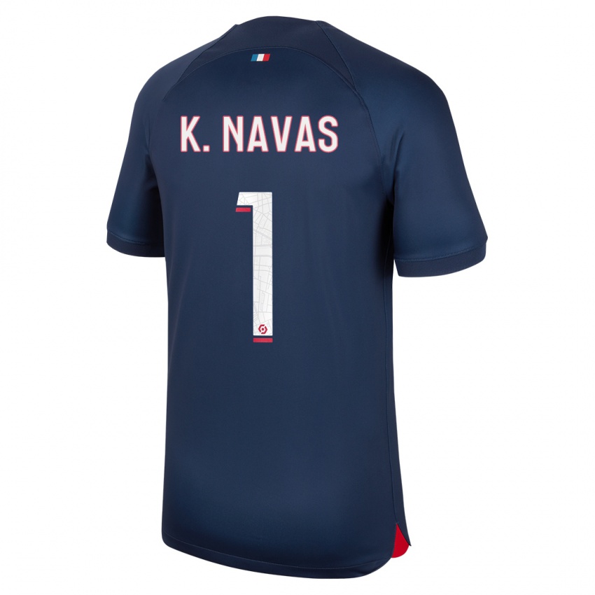 Dětské Keylor Navas #1 Modrá Červená Domů Hráčské Dresy 2023/24 Dres