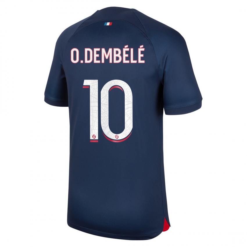 Dětské Ousmane Dembele #10 Modrá Červená Domů Hráčské Dresy 2023/24 Dres