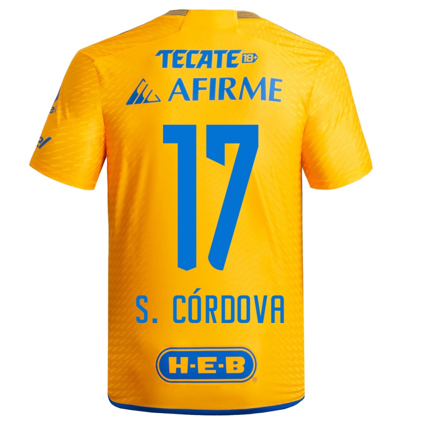 Dětské Sebastian Cordova #17 Žlutá Domů Hráčské Dresy 2023/24 Dres