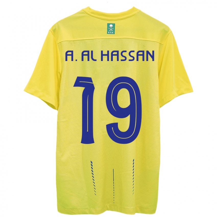 Dětské Ali Al-Hassan #19 Žlutá Domů Hráčské Dresy 2023/24 Dres