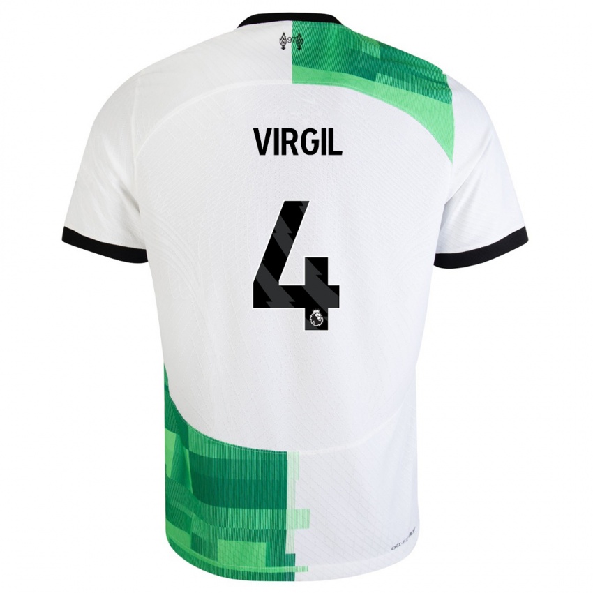 Dětské Virgil Van Dijk #4 Bílá Zelená Daleko Hráčské Dresy 2023/24 Dres