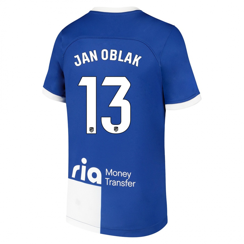 Dětské Jan Oblak #13 Modrá Bílá Daleko Hráčské Dresy 2023/24 Dres