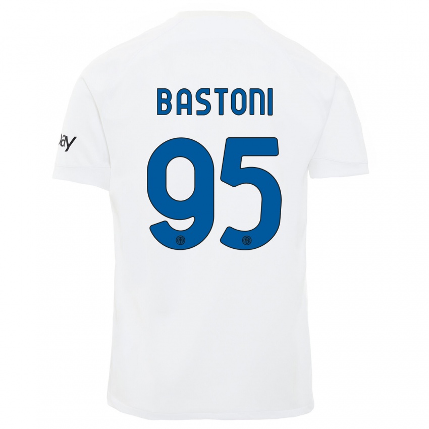 Dětské Alessandro Bastoni #95 Bílý Daleko Hráčské Dresy 2023/24 Dres