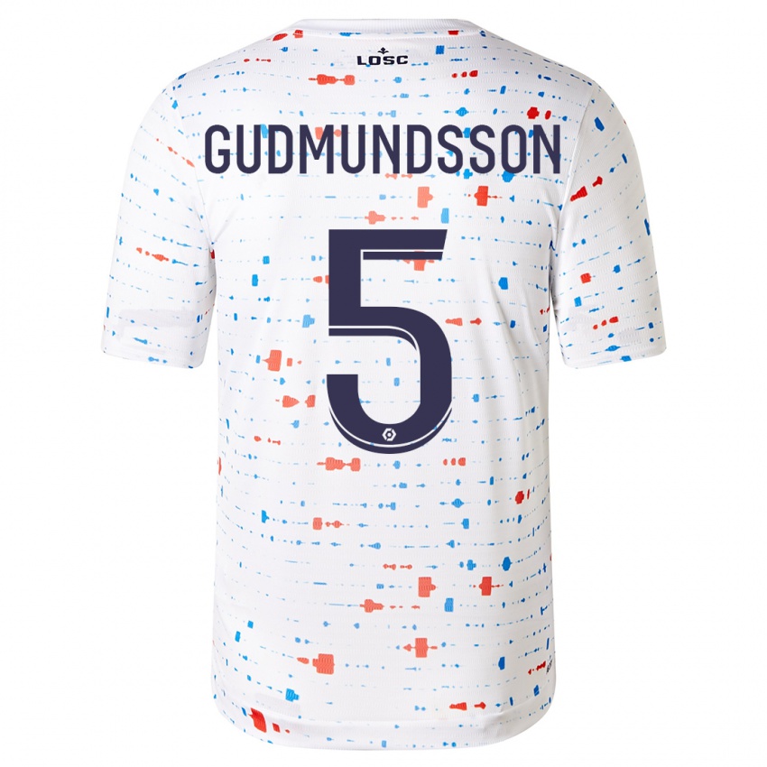 Dětské Gabriel Gudmundsson #5 Bílý Daleko Hráčské Dresy 2023/24 Dres