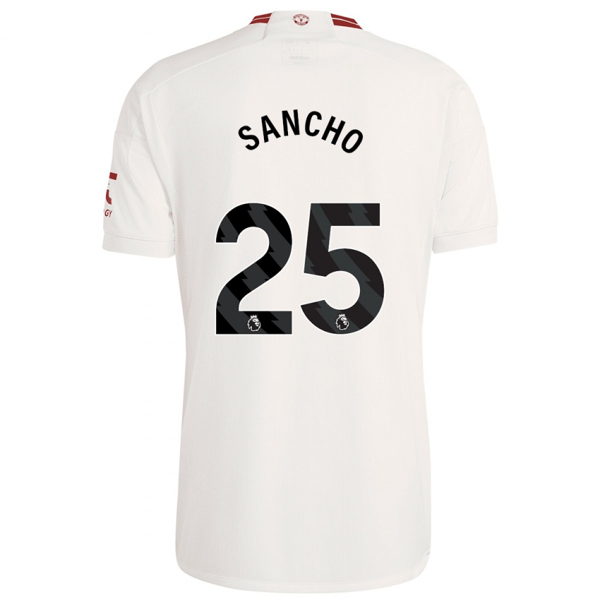 Dětské Jadon Sancho #25 Bílý Třetí Hráčské Dresy 2023/24 Dres