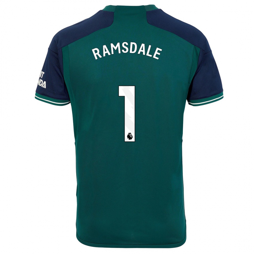 Dětské Aaron Ramsdale #1 Zelená Třetí Hráčské Dresy 2023/24 Dres