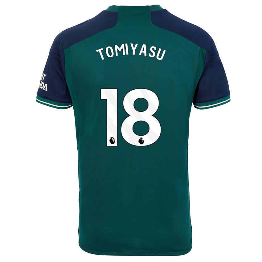 Dětské Takehiro Tomiyasu #18 Zelená Třetí Hráčské Dresy 2023/24 Dres