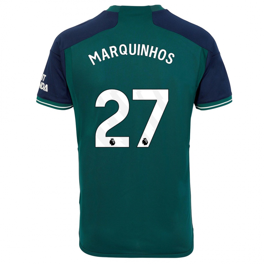 Dětské Marquinhos #27 Zelená Třetí Hráčské Dresy 2023/24 Dres
