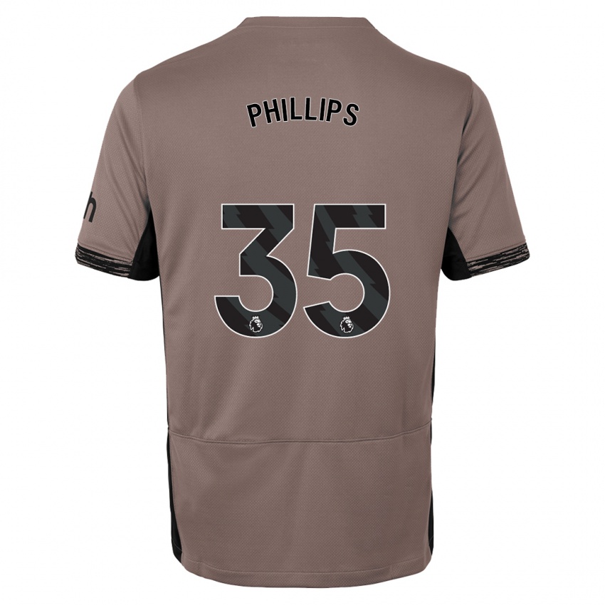 Dětské Ashley Phillips #35 Tmavě Béžová Třetí Hráčské Dresy 2023/24 Dres