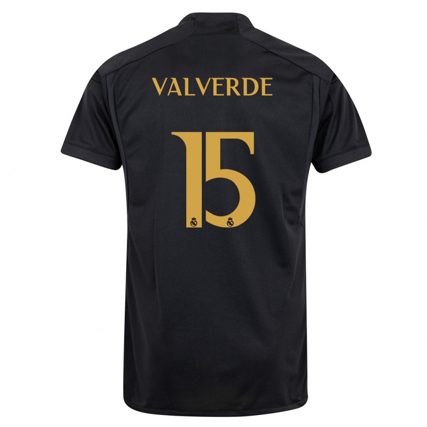 Dětské Federico Valverde #15 Černá Třetí Hráčské Dresy 2023/24 Dres
