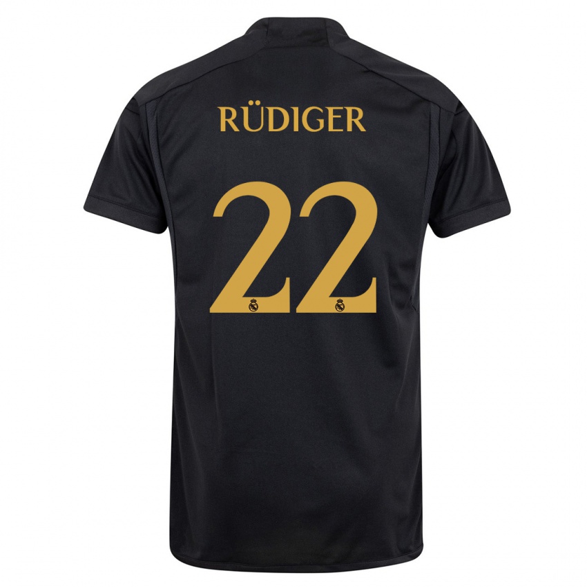 Dětské Antonio Rudiger #22 Černá Třetí Hráčské Dresy 2023/24 Dres