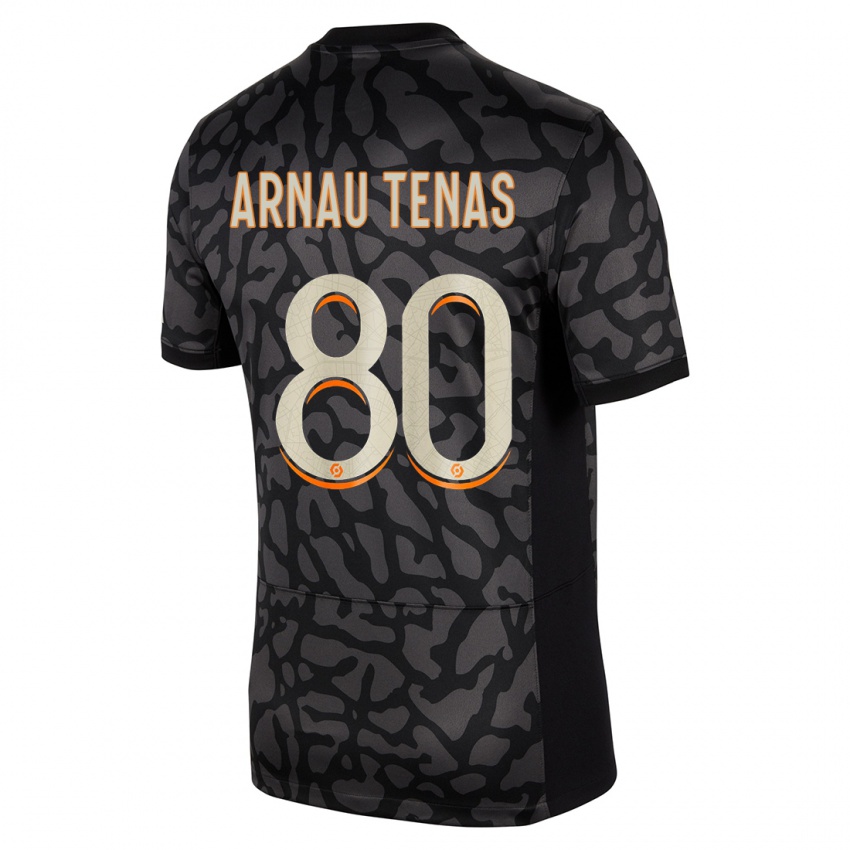 Dětské Arnau Tenas #80 Černá Třetí Hráčské Dresy 2023/24 Dres