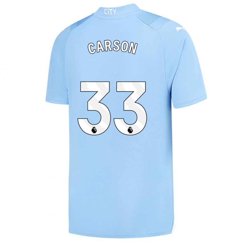 Pánské Scott Carson #33 Světle Modrá Domů Hráčské Dresy 2023/24 Dres