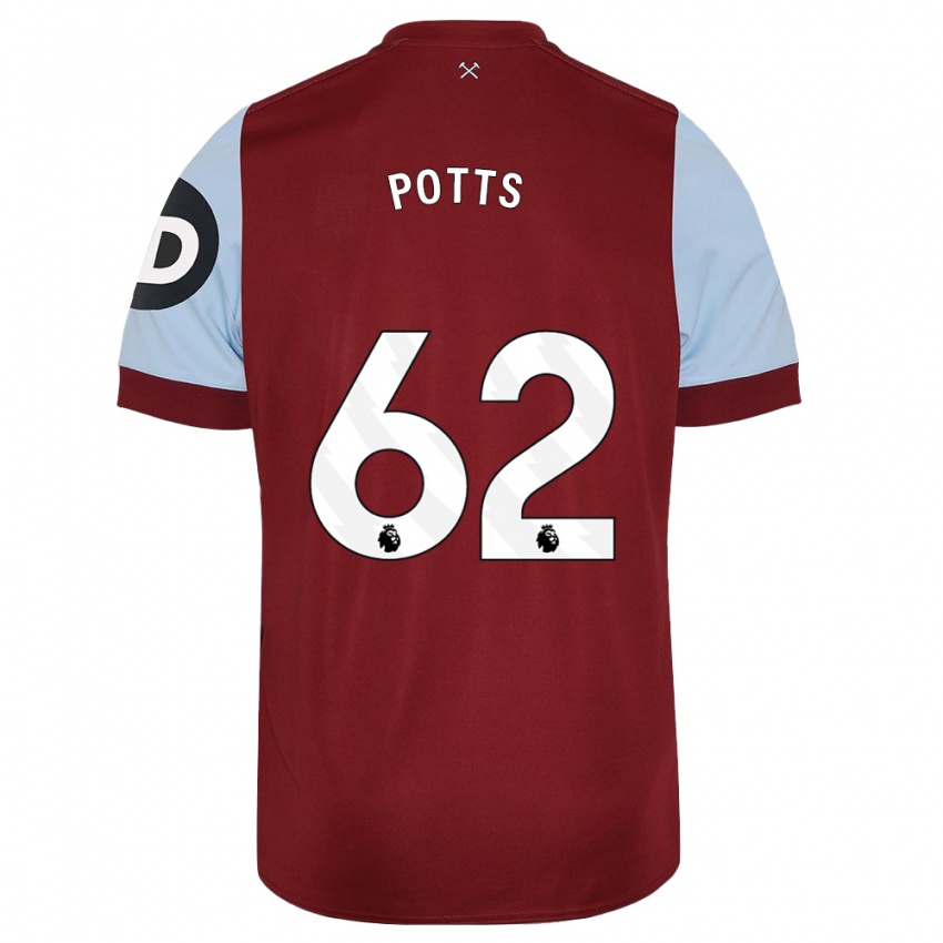 Pánské Freddie Potts #62 Maroon Domů Hráčské Dresy 2023/24 Dres