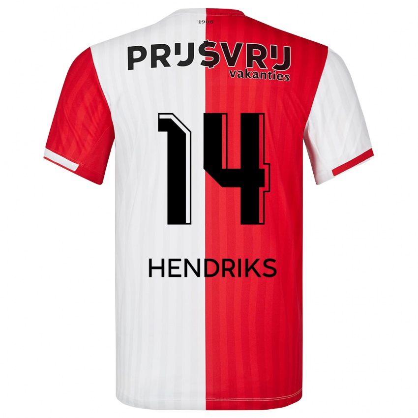 Pánské Kim Hendriks #14 Červená Bílá Domů Hráčské Dresy 2023/24 Dres