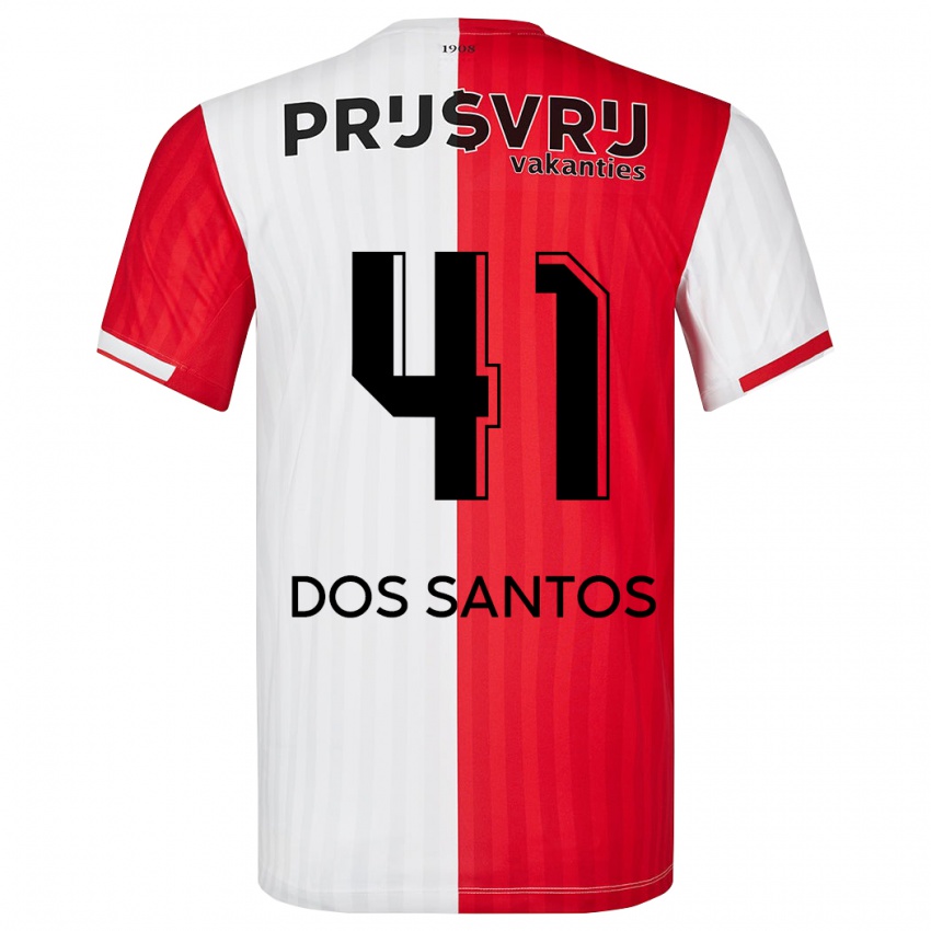 Pánské Giuliany Ben-David Dos Santos #41 Červená Bílá Domů Hráčské Dresy 2023/24 Dres