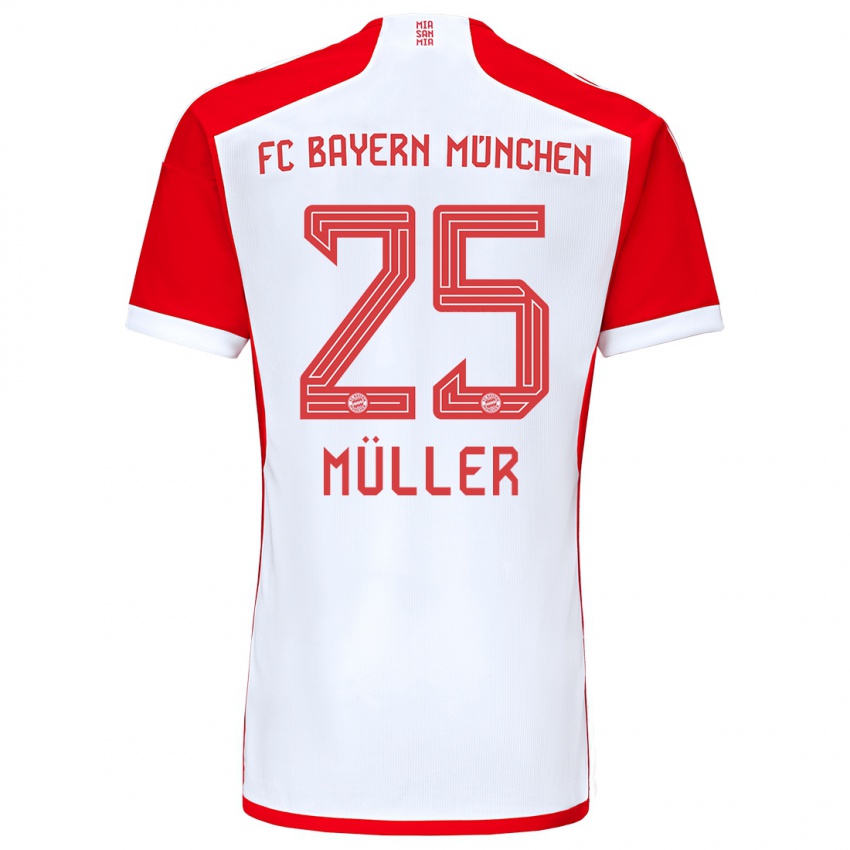 Pánské Thomas Muller #25 Červená Bílá Domů Hráčské Dresy 2023/24 Dres