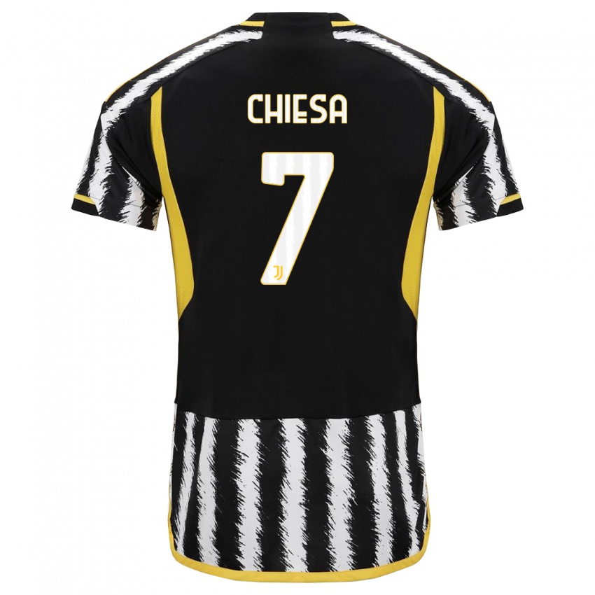 Pánské Federico Chiesa #7 Černá Bílá Domů Hráčské Dresy 2023/24 Dres