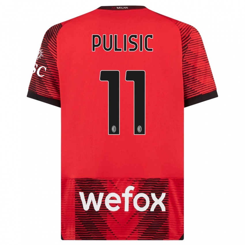 Pánské Christian Pulisic #11 Červená Černá Domů Hráčské Dresy 2023/24 Dres