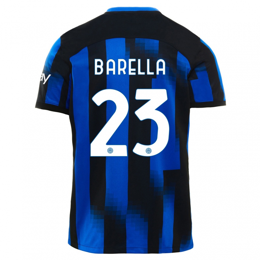 Pánské Nicolo Barella #23 Černá Modrá Domů Hráčské Dresy 2023/24 Dres