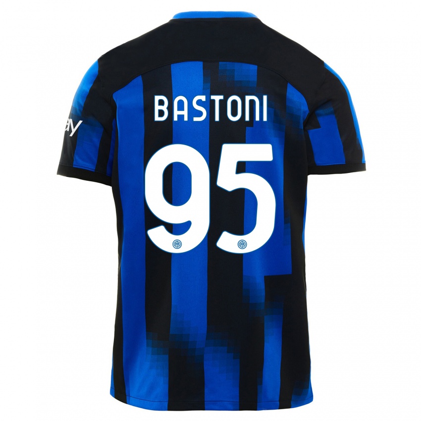 Pánské Alessandro Bastoni #95 Černá Modrá Domů Hráčské Dresy 2023/24 Dres