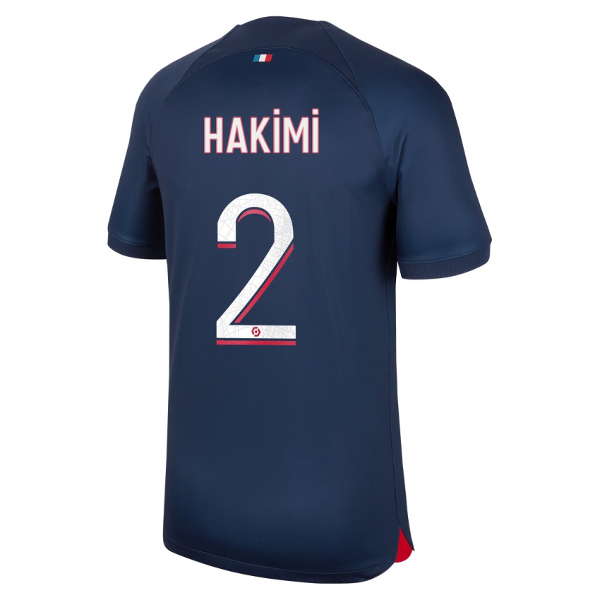 Pánské Achraf Hakimi #2 Modrá Červená Domů Hráčské Dresy 2023/24 Dres