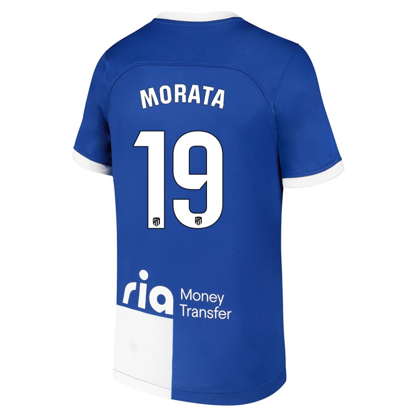 Pánské Alvaro Morata #19 Modrá Bílá Daleko Hráčské Dresy 2023/24 Dres