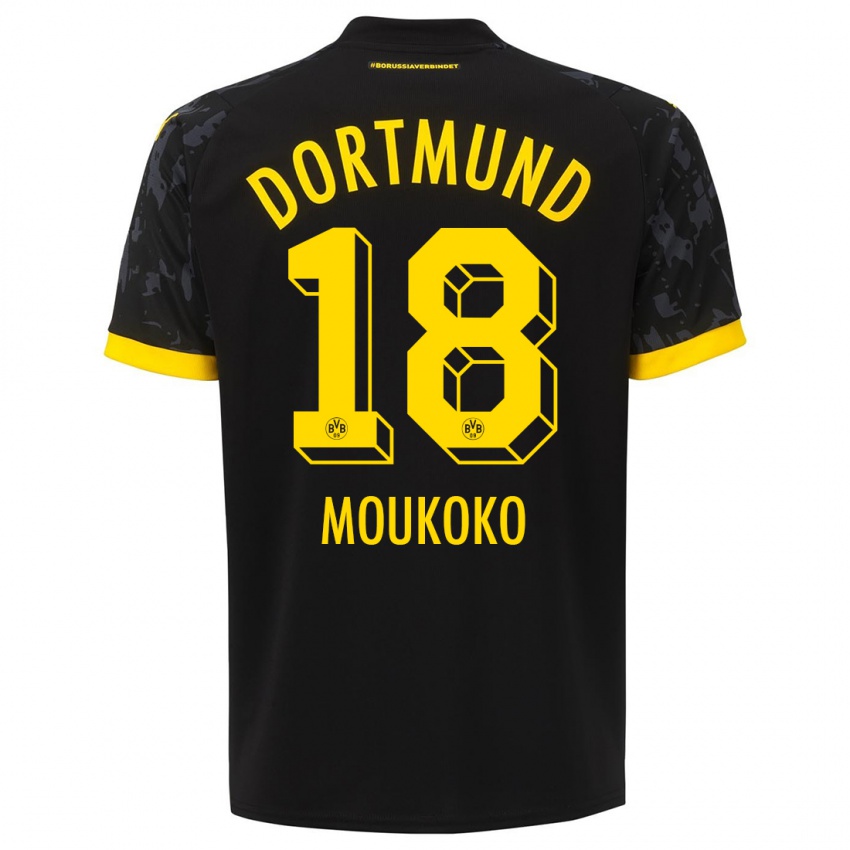 Pánské Youssoufa Moukoko #18 Černá Daleko Hráčské Dresy 2023/24 Dres