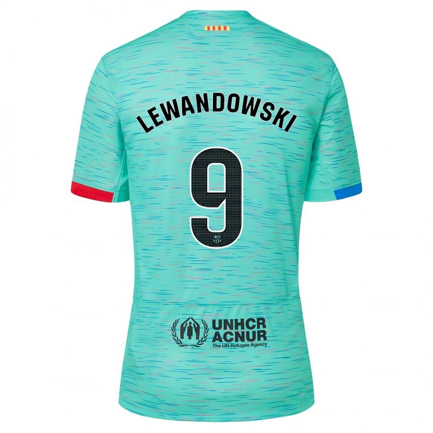 Pánské Robert Lewandowski #9 Světlá Aqua Třetí Hráčské Dresy 2023/24 Dres