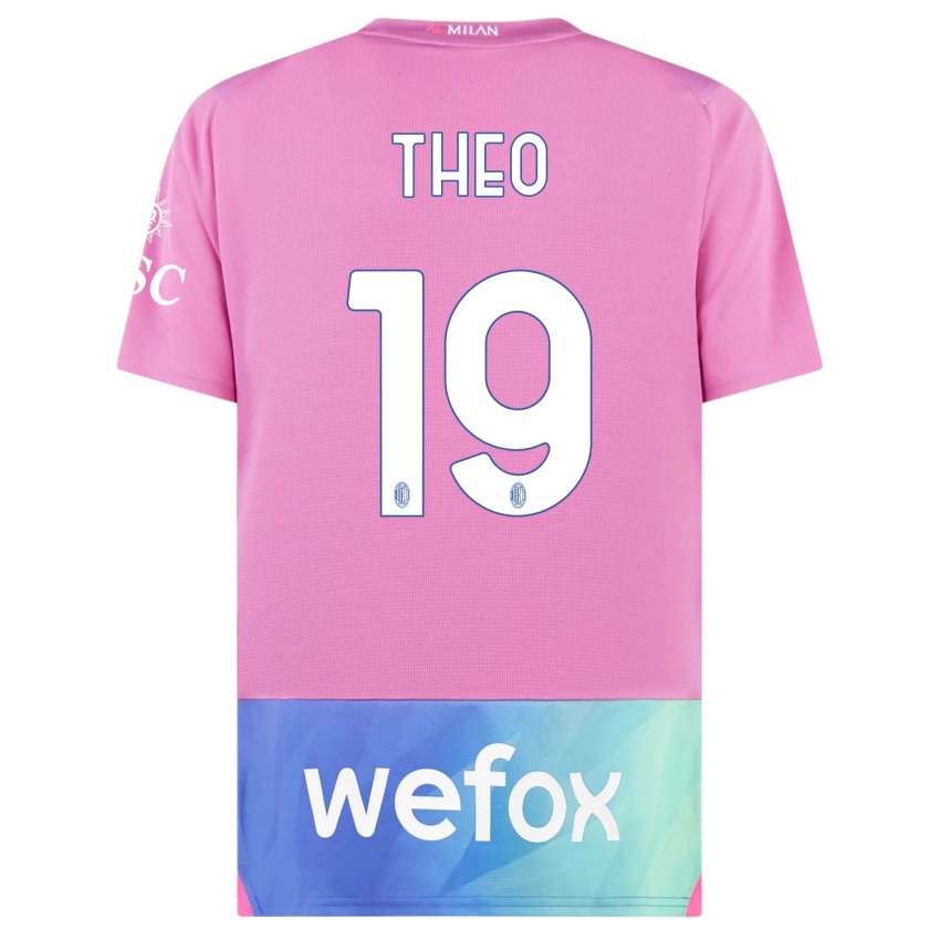 Pánské Theo Hernandez #19 Růžová Fialová Třetí Hráčské Dresy 2023/24 Dres
