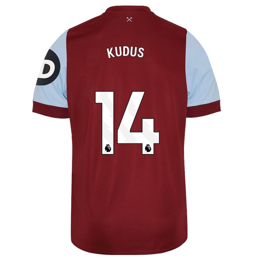 Dámské Mohammed Kudus #14 Maroon Domů Hráčské Dresy 2023/24 Dres