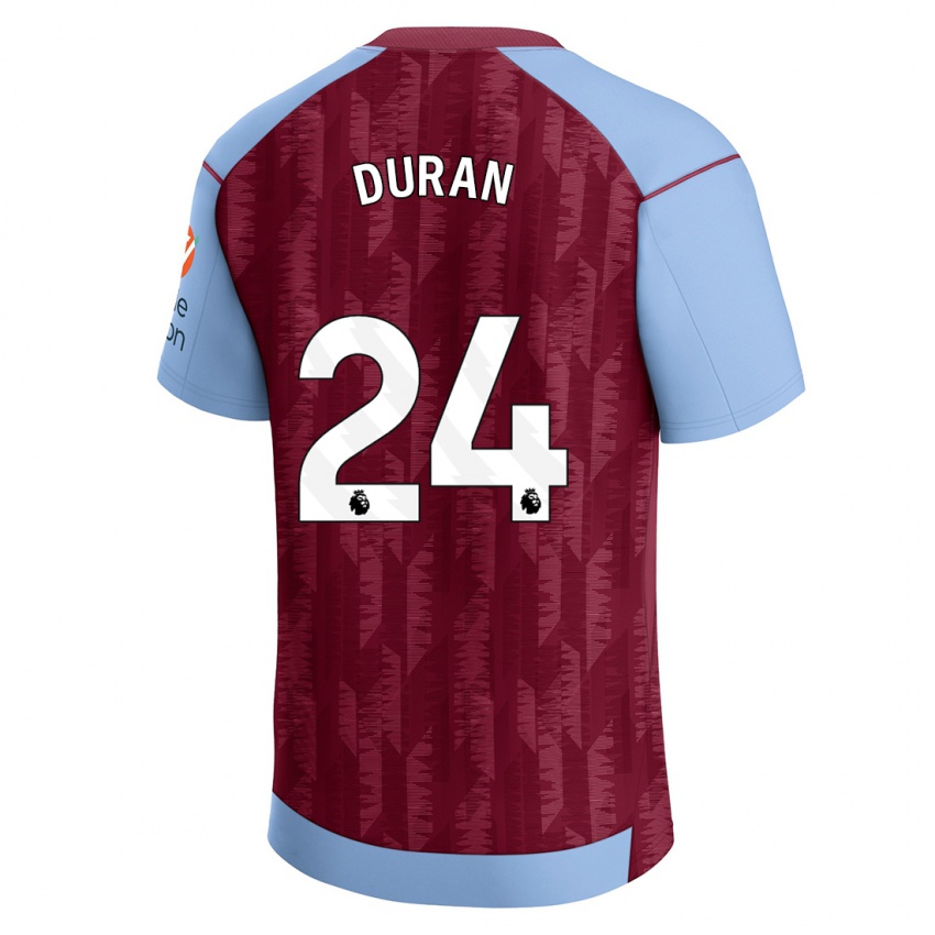 Dámské Jhon Durán #24 Claretblue Domů Hráčské Dresy 2023/24 Dres