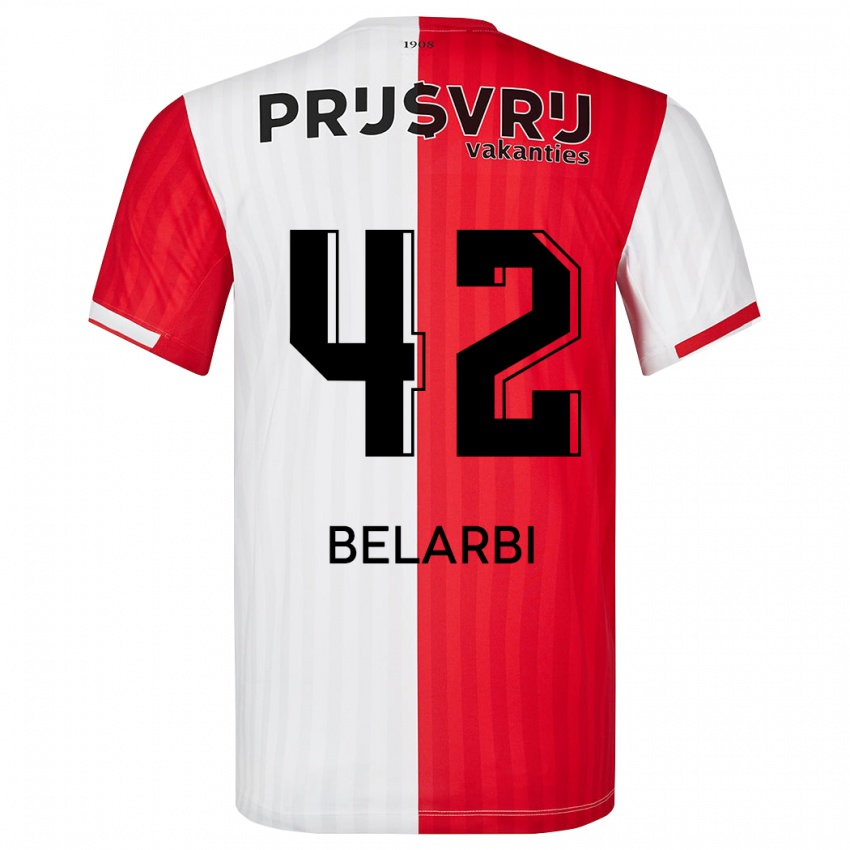 Dámské Abdel Belarbi #42 Červená Bílá Domů Hráčské Dresy 2023/24 Dres